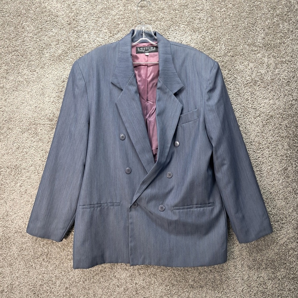 ETC. Extremely Tasteful Clothing Women XL Slate Blue Double Breasted Blazer
